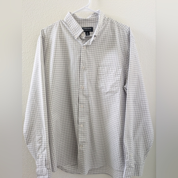 Nordstrom Tech Smart Trim Fit XL Dress Shirt Gray White Checked 7642441 - Picture 1 of 5